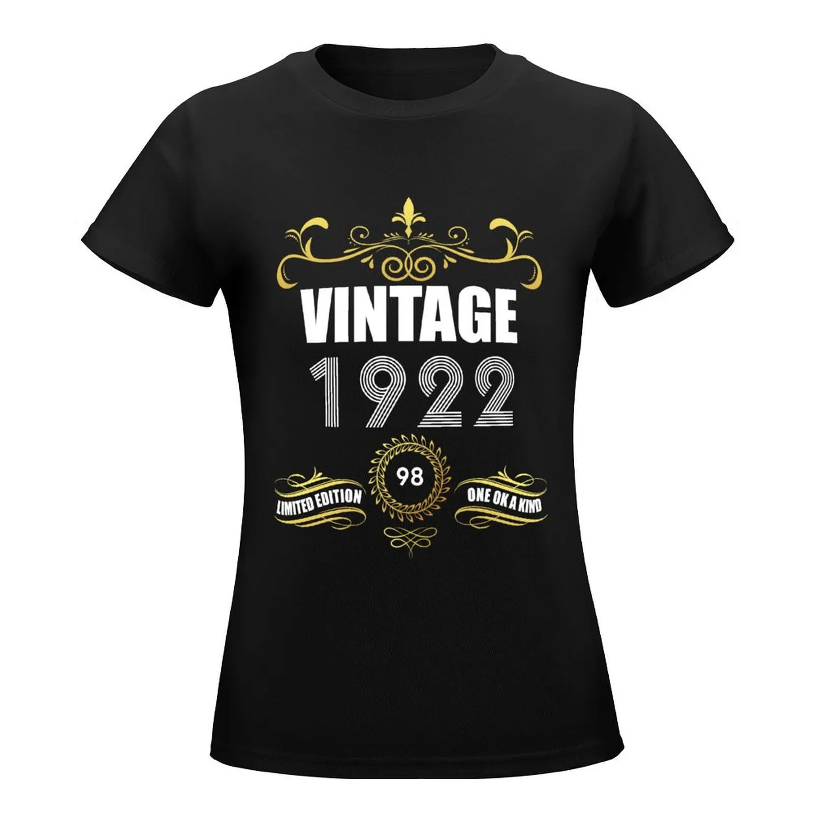 98th Birthday Gift Gold Vintage 1922 Aged Perfectly T-Shirt customizeds quick drying plus size t shirts for Women loose fit