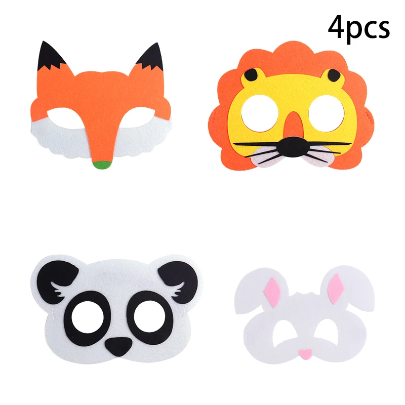 4pcs  Animal Masks set Jungle Safari Birthday party Decorations Jungle Animal Costumes Toy for Kids Baby Shower Supplies images - 6