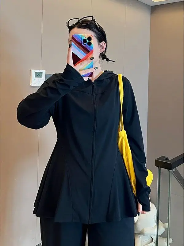 large-size-300-pounds-hooded-long-sleeve-uv-protection-clothing-men's-women's-summer-lightweight-yoga-fitness-running-sportsw