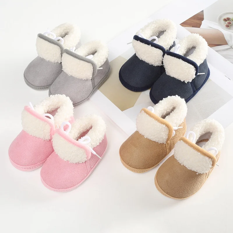 Zapatos para bebé, botines para bebé, niño y niña, zapatos cálidos de invierno antideslizantes de suela suave para recién nacidos, zapatos de cuna sólidos para primeros pasos