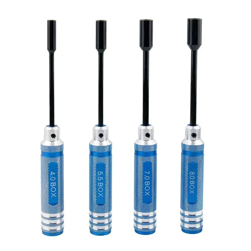 4Pcs RC Metal Hex NUT Key Socket Screw Driver Wrench 4.0mm 5.5mm 7.0mm 8.0mm 80213 Tool Kit Buggy Truck Truggy  Car