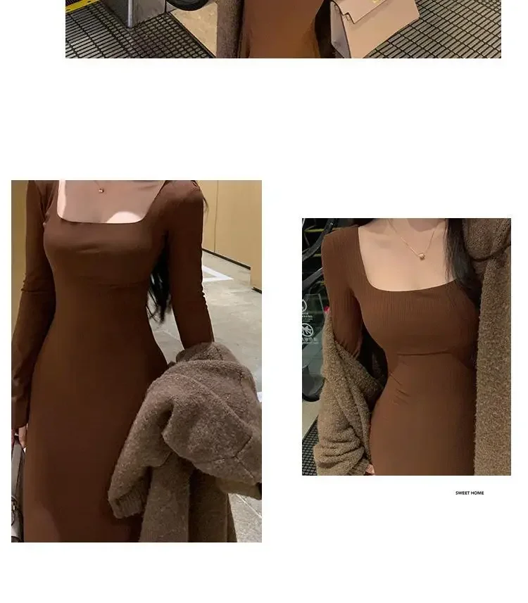 مزاجه الراقية سليم صالح خطوة بخطوة لوتس تنورة طويلة ساحة طوق بأكمام طويلة ذيل السمكة ملفوفة الورك فستان مع المؤنث