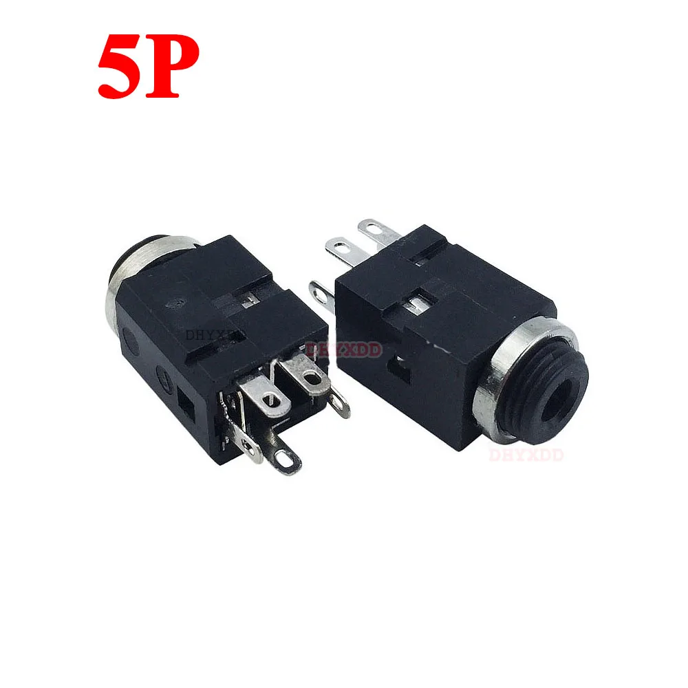 2-10Pcs 3.5mm 3/4/5 Pin Vertical Socket Female Socket Jack with Screw 3.5 Audio Headphone Connector PJ-341 Earphone Hole