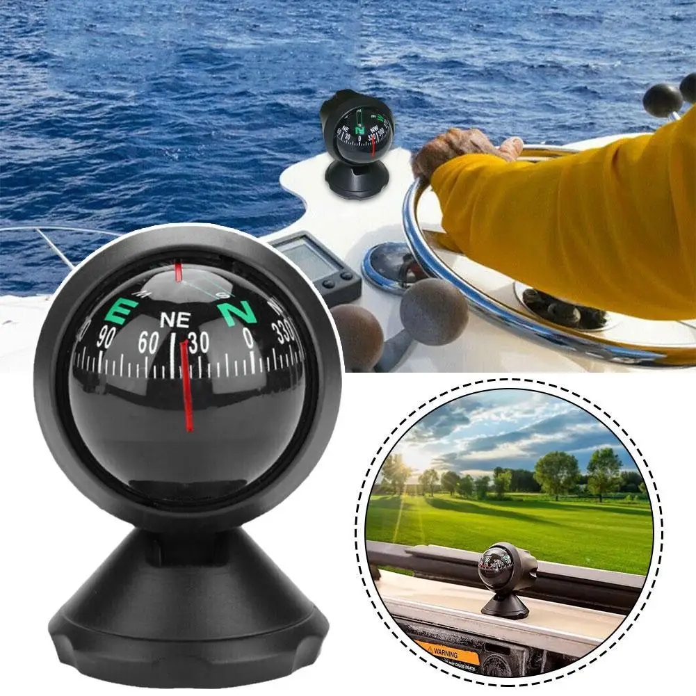 High-Precision Car Compass Mount Luminous Slope Multifunctional Interior Guide Ball Compass for Vehicle