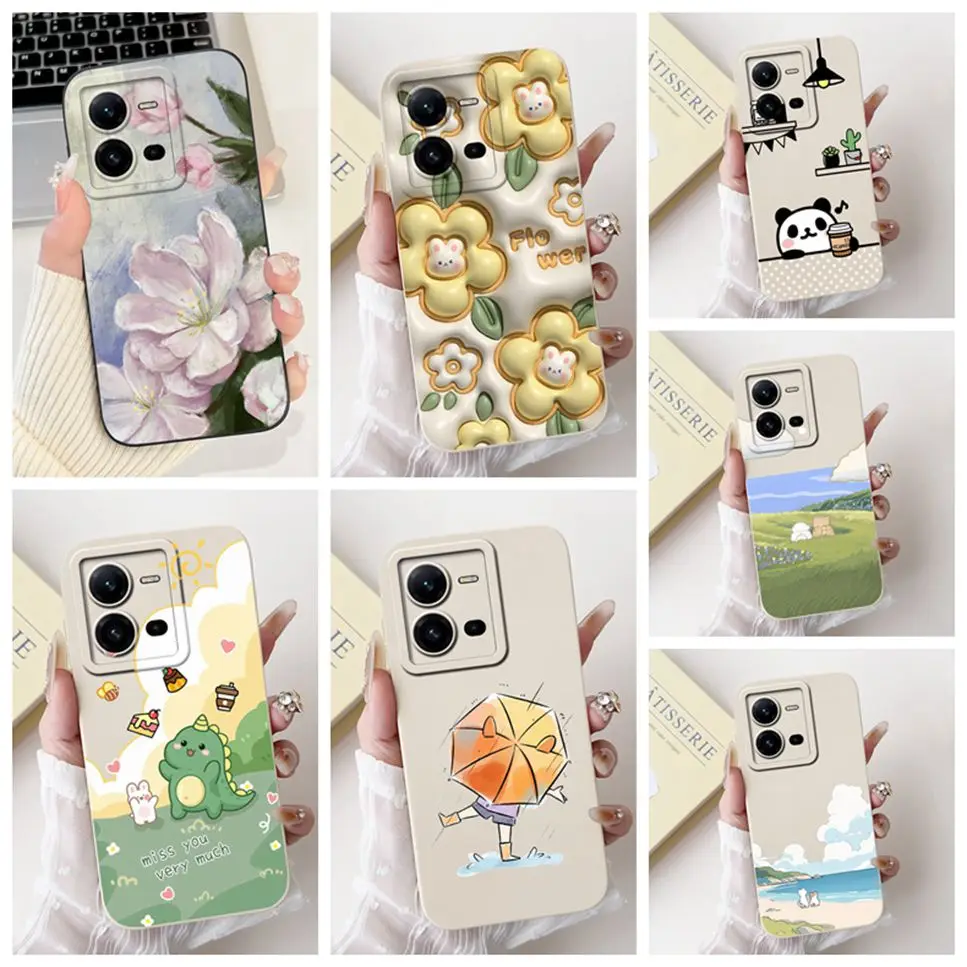 

New Design For vivo V25 5G 6.44" V2202 Case Cute Dinosaur Soft Silicon Back Cover For Vivo V25E V25e 4G Bumper Phone Case Funda