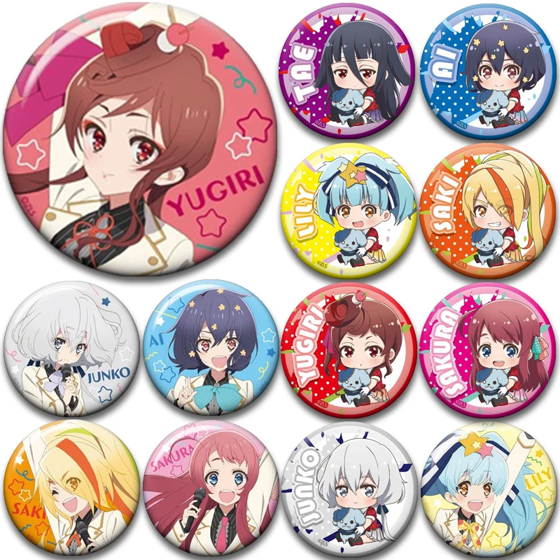 Zombie Land Saga Button Pins Sakura Yugiri Badge Anime Zombie Idol Brooches for Bag Clothing Decoration Cosplay Accessory Gifts