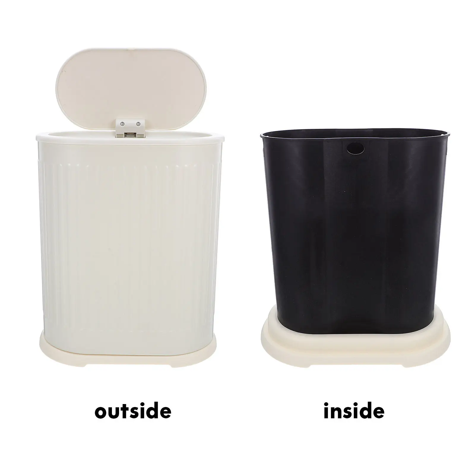 6L Press Top Trash Can Modern Aesthetic Odor Control Hands-Free Operation Plastic Waste Basket for Living Room Kitchen Bathroom