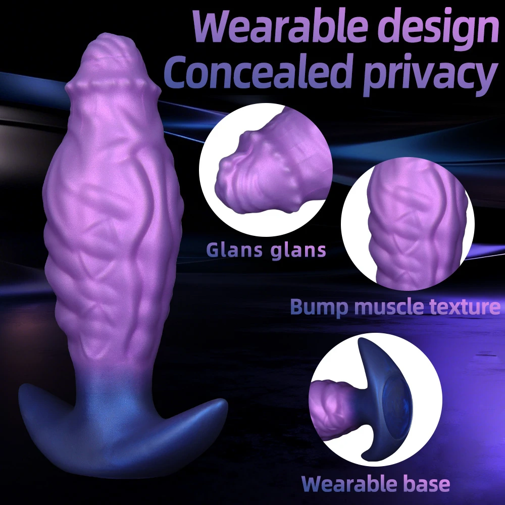 Anal Plug Dildo Wearing Purple Blue Gradient Texture Monster Fantasy Anal Dilator Unisex G-spot Stimulation Masturbator Sex Toys view 3