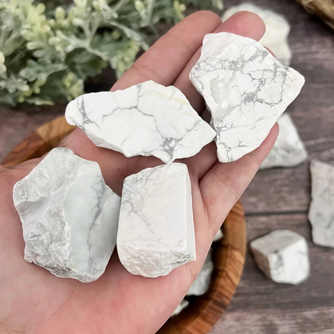 Pierre brute d'howlite blanche naturelle 0,11/0,22/0,44 lb, spécimen minéral de pierre de pin blanche brute, cristal de guérison
