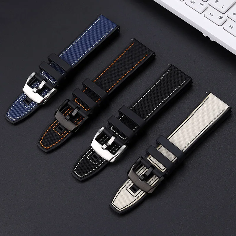 Tali Jam Tangan karet เหมาะสำหรับ Seagull Ocean Star 1210 816 416 Series สายนาฬิกาไนล่อนซิลิโคนกันน้ำสำหรับผู้ชาย22มม.