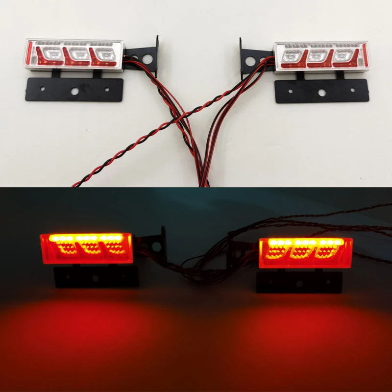 LED 1 Pair Simulation Metal Taillight for 1/14 Tamiya RC Truck Scania BENZ VOLVO MAN Diy Parts