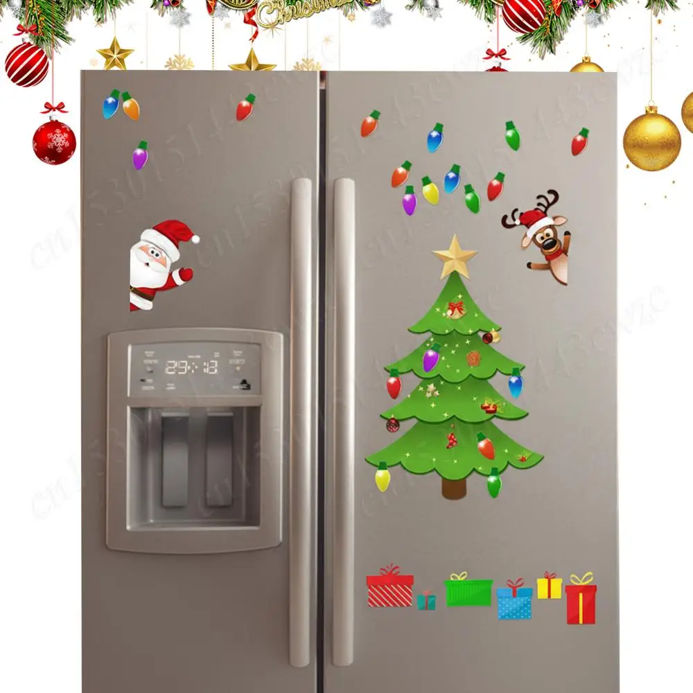 شجرة عيد الميلاد مغناطيس الثلاجة الديكور 2026 عيد الميلاد سانتا الرنة ملصق مغناطيسي للثلاجة باب معدني المرآب الديكور #4