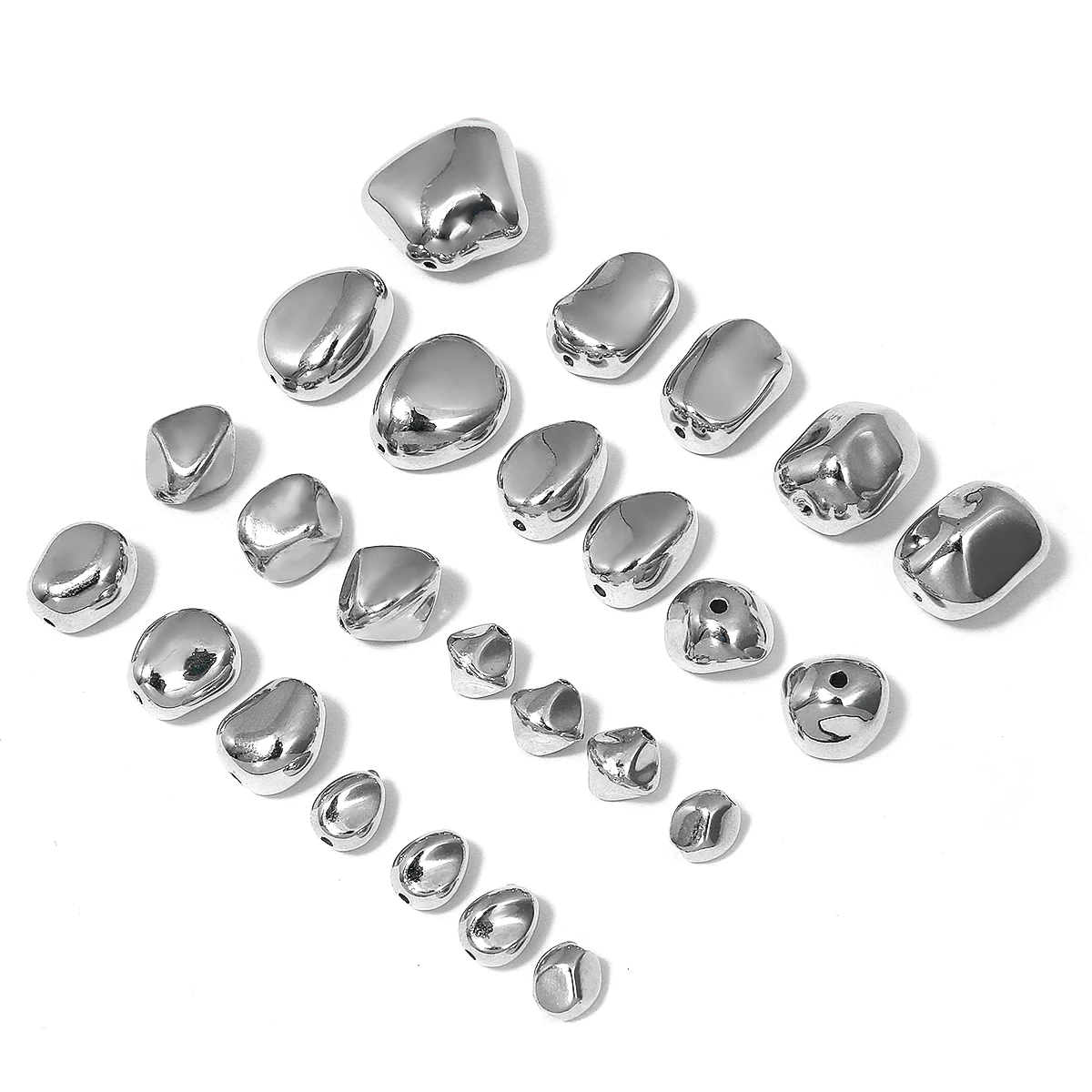 10-50pcs/Lot Silver Rhodium Plated Different Shapes CCB Loose Beads for DIY Jewelry Making Necklace Bracelet Accessories