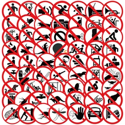 62pcs Funny Warning Stickers Danger Banning Sign DIY Decal Car Scooter Motorcycle Suitcase Violation Sticker Classic Toy