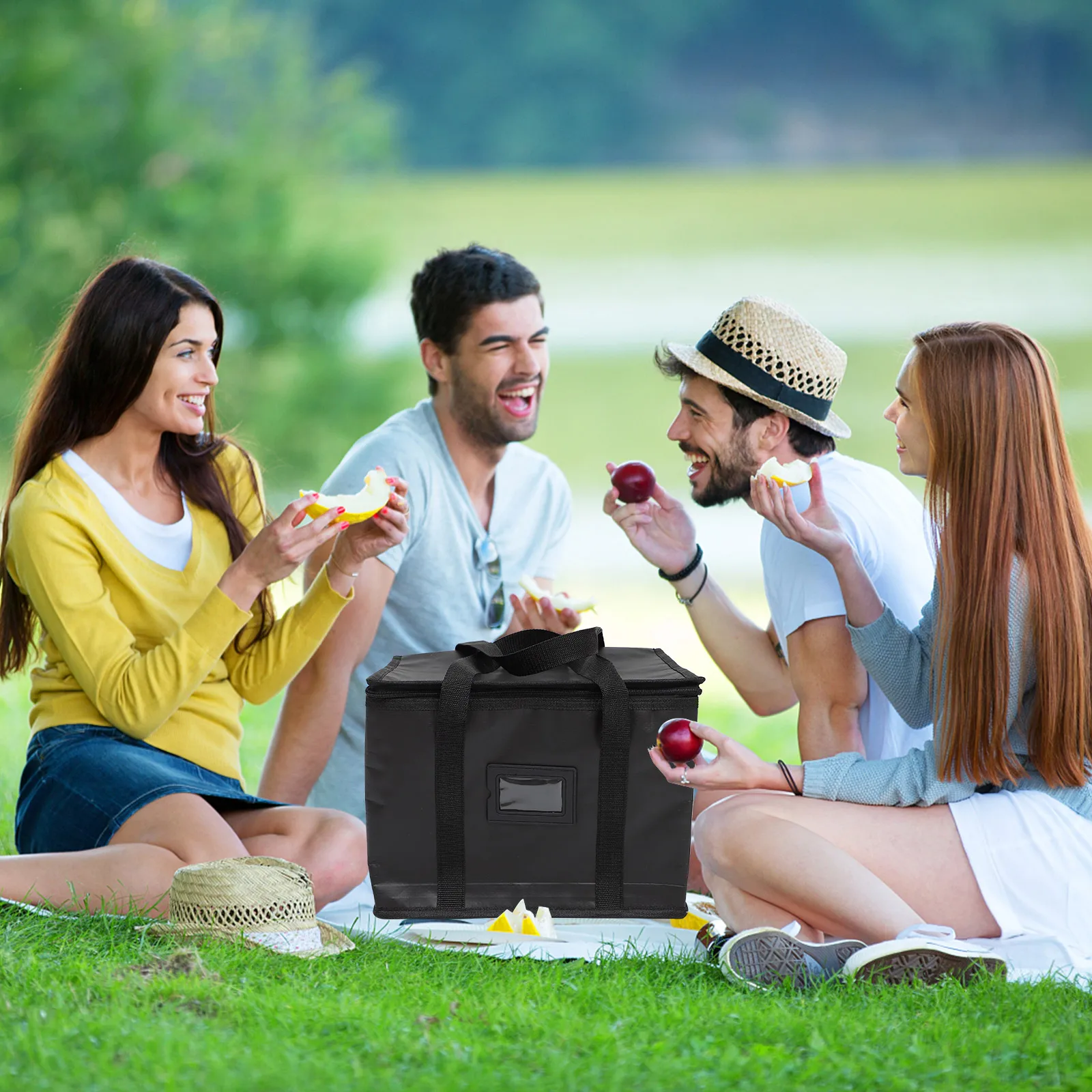 

Insulation Bags Food Delivery Tote Weave Collapsible Lunch Woven Transport Shopping