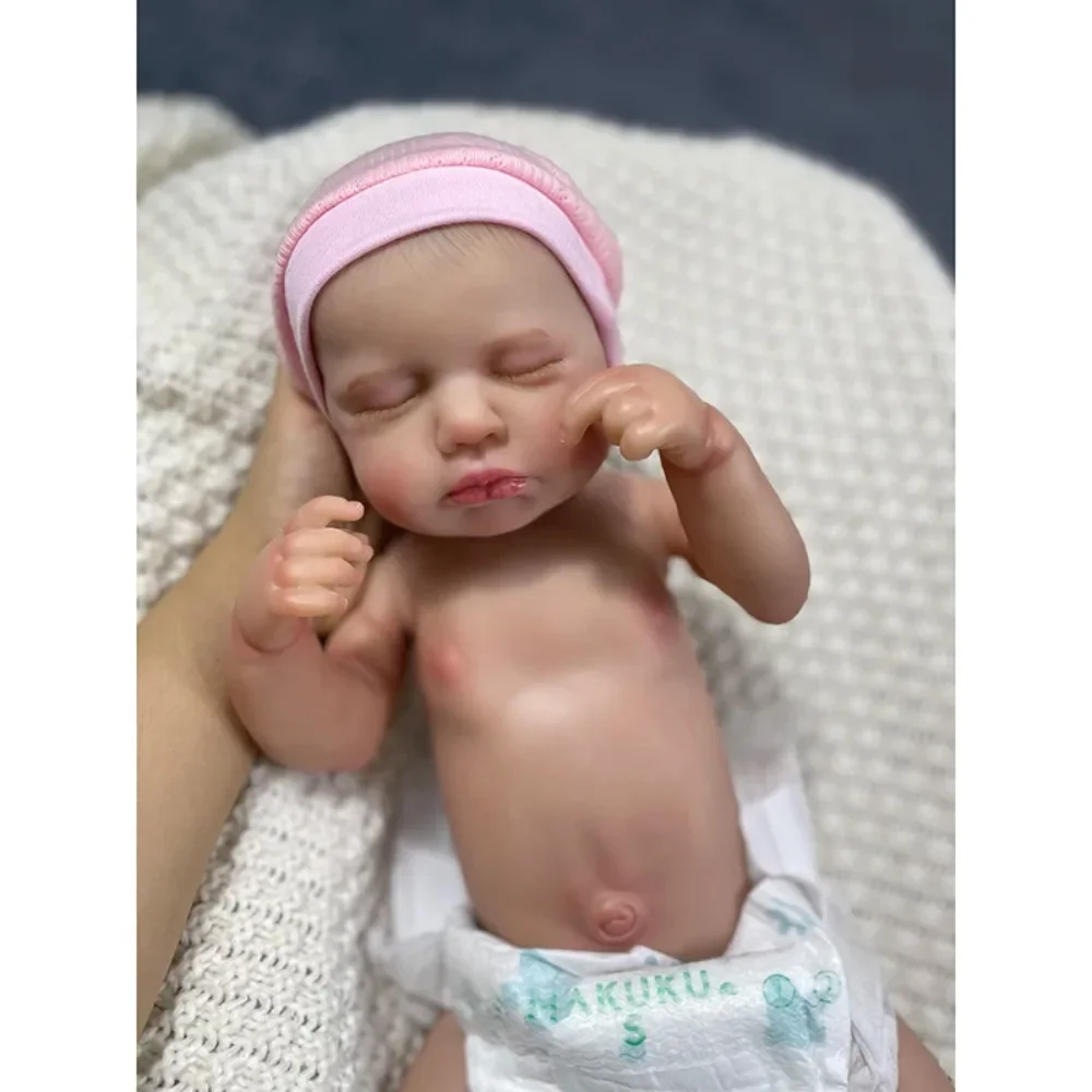 

48CM Full Body Vinyl Loulou Reborn Sleeping Newborn Baby Dolls Already Painted Skin with Visible Veins Doll Muñeca Bebe Reborn