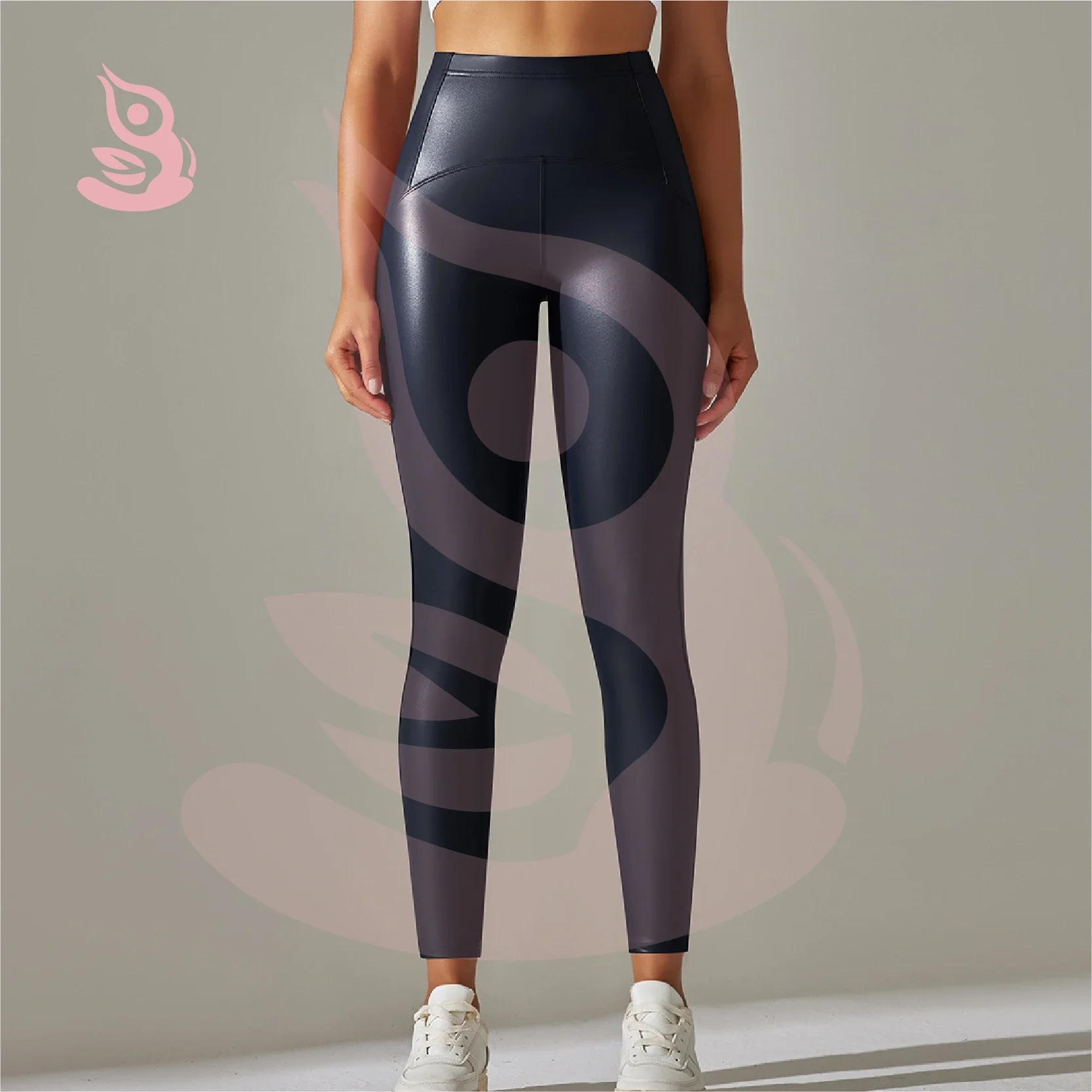 High Waisted Hip Lifting Belly Cinching Waist Cinching PU Leather Pants with Internal Sanding Yoga Base Layer Cropped Pants