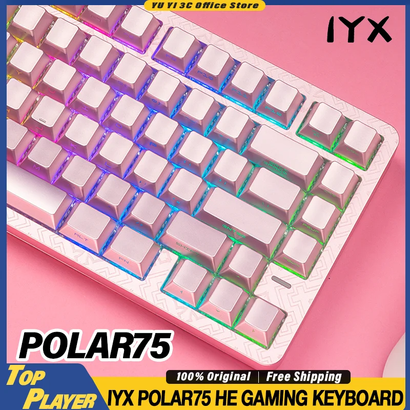 

IYX POLAR75 He Игровая клавиатура с эффектом Холла 3s Быстросъемная прокладка 0.125MS Низкая задержка ART DECO Tech KME 8K 0.001MM RT SOCD MT