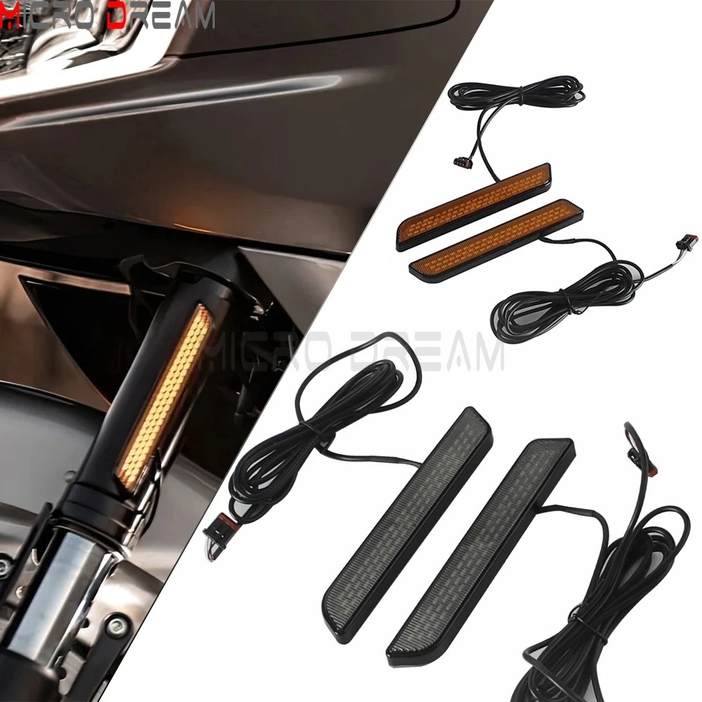 

Для Harley Touring Street Glide FLHX/I FLHXSE RoadGlide FLTRX FLTRXSE FLTRXSTSE Передняя вилка указателя поворота Светодиодная лампа заподлицо вилки