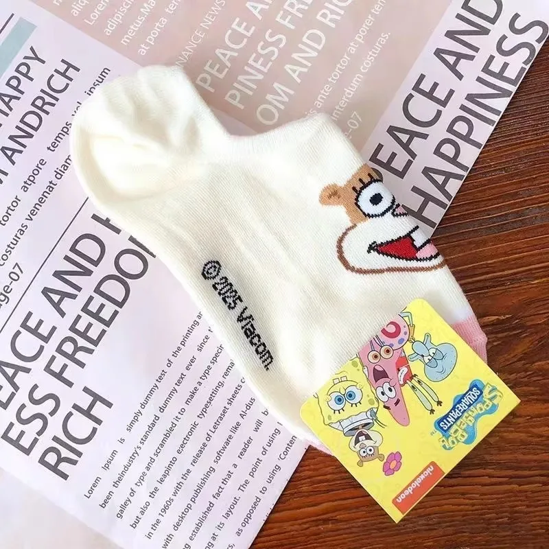 Unisex Atmungsaktive Baumwollsocken Lustige Gelbe Quadratische Schwammförmige Socken mit Cartoon-Anime-Charakteren Niedliche Unsichtbare Knöchelsocken – Detail 8