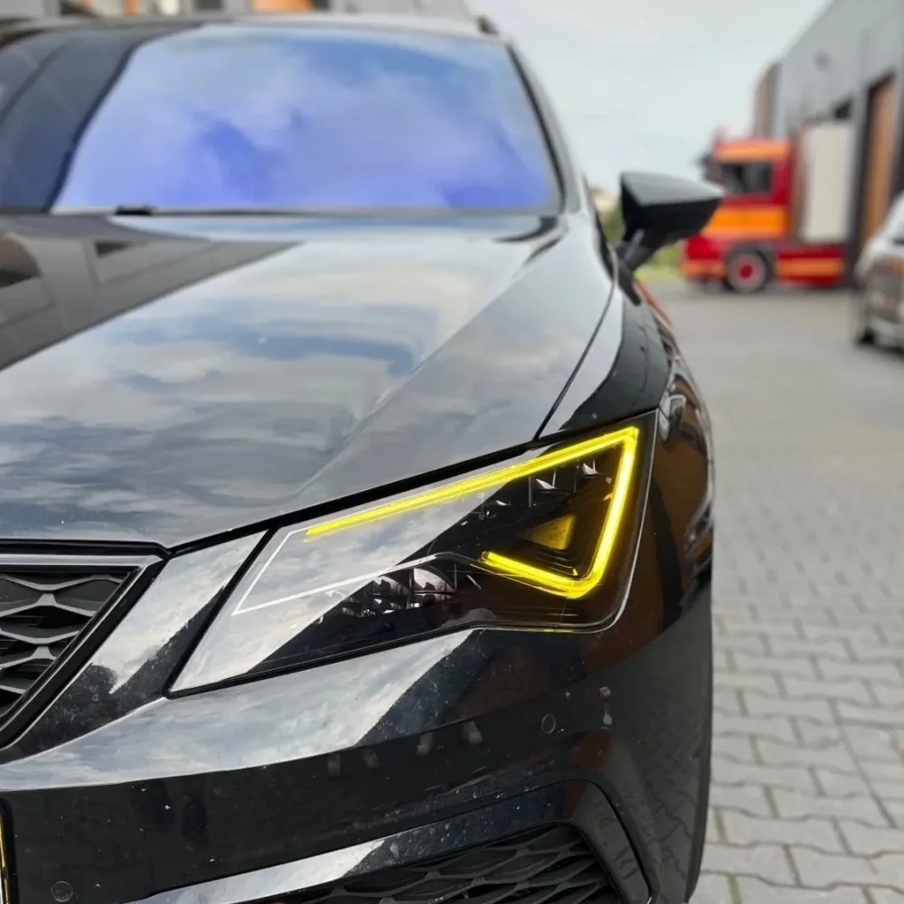 Żółte cytrynowe światła do jazdy dziennej Tablice DRL na lata 2017-2020 Seat Leon Cupra Reflektor LED Angel Eyes 5F 0941475 A 5F 0941476 A