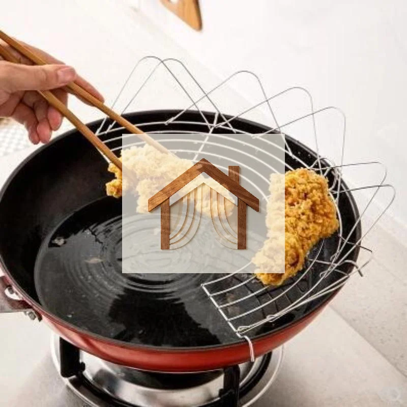 Home Cooking Oil Filter - Vouwbare roestvrijstalen oliefilterrek met hek, hittebestendig