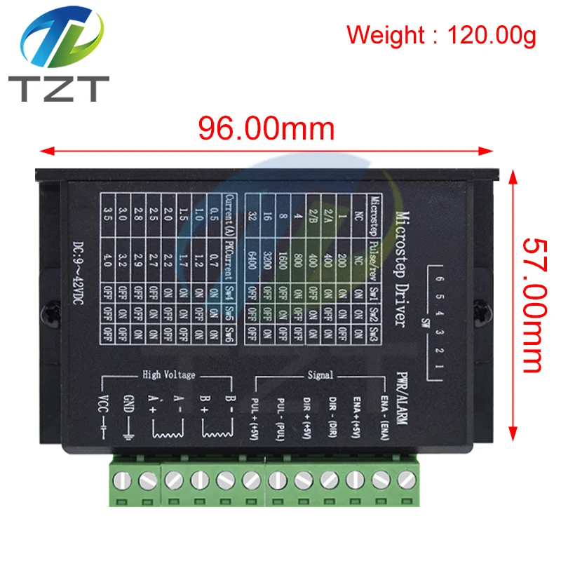 TZT Stepper Motor Driver TB6600 23 Nema 34 42/57/86 Nema17 4A DC9-40V 1 Axis Stepping Motor CNC Engraving Machine