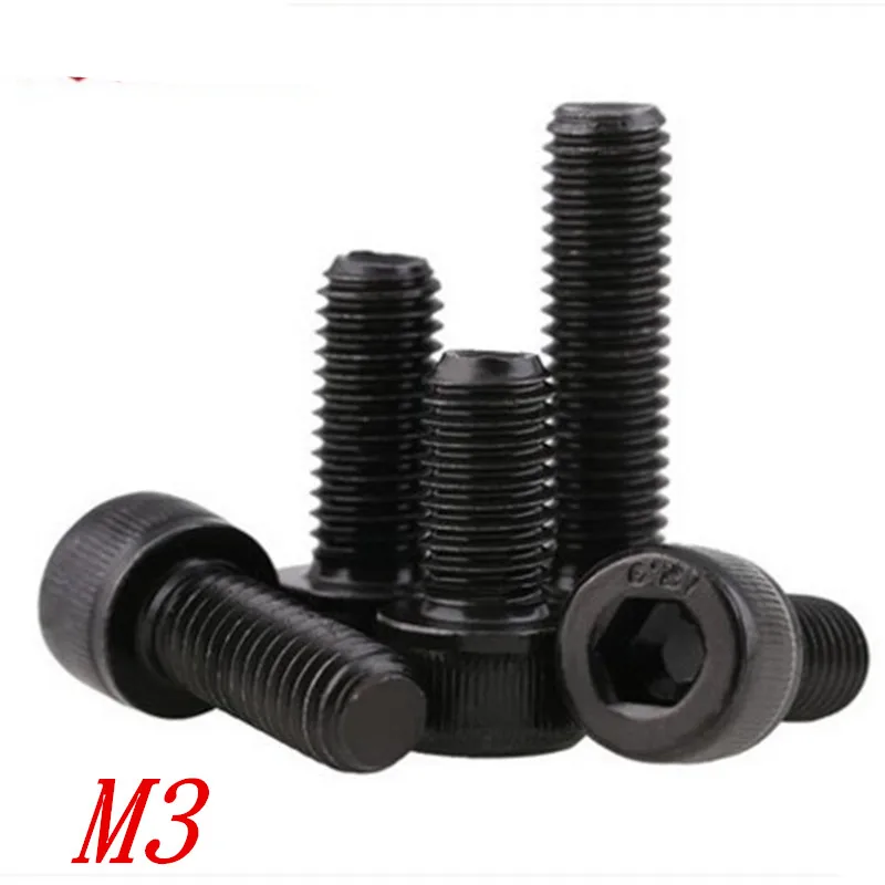 10-50pcs/lot DIN912 M3*4/5/6/8/10/12/14/16/18/20/25/30/35/40/45/50/100  Grade 12.9 black hexagon Hex Socket allen Head Cap Screw