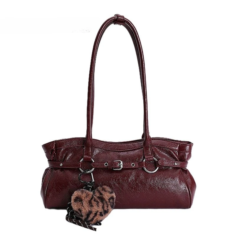 Retro Red Armpit Bag Messenger Bag Women's New Light Luxury Portable Shoulder Bag, High Quality High Value Temperament Commuting