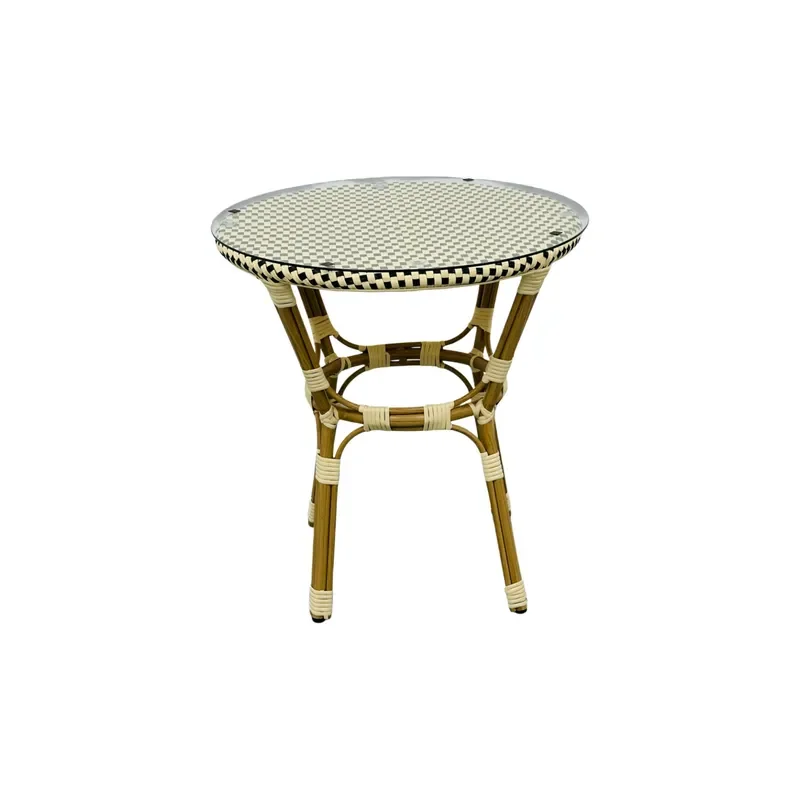 Round WPC Patio Dining Set Waterproof Sun Resistant Outdoor Table and Chairs for Garden Courtyard Leisure