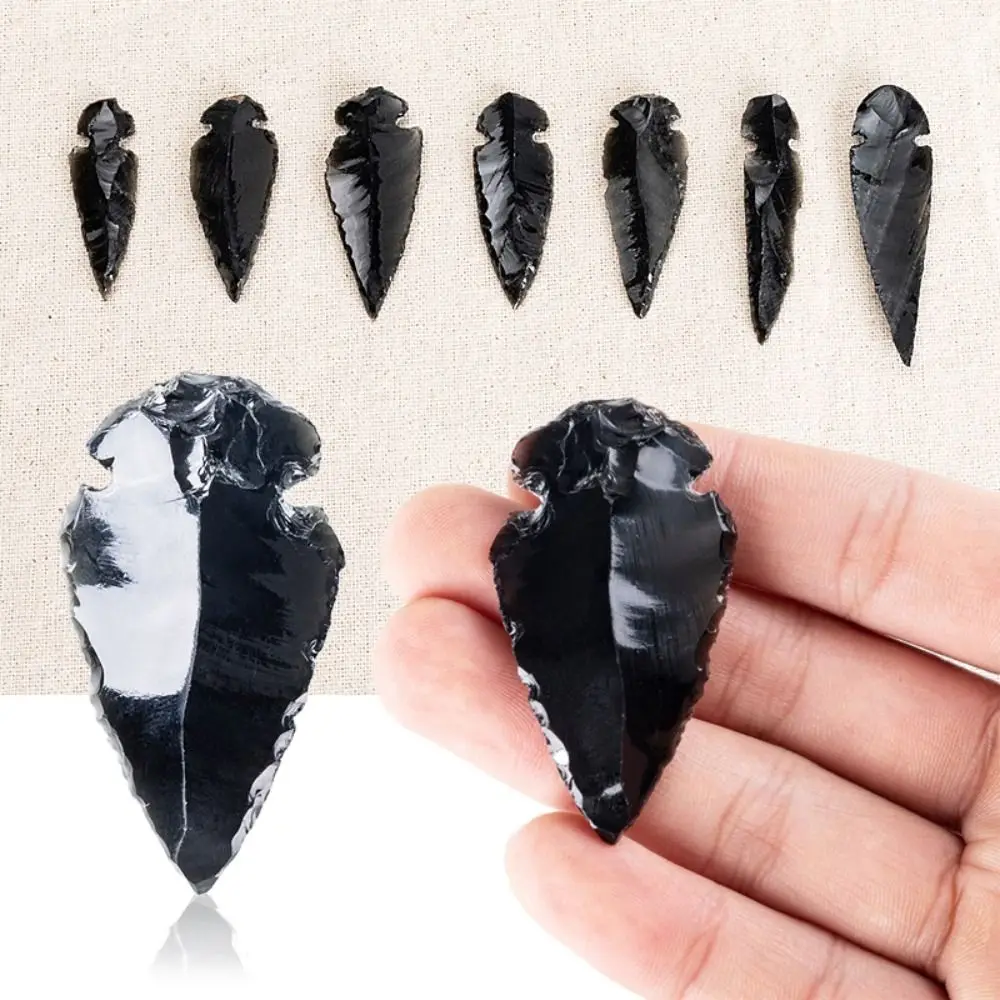 1pcs Creative Natural Obsidian Arrow Energy Stone Gemstone Black Crystal Pendant DIY Material Handmade Lucky Charm Accessories