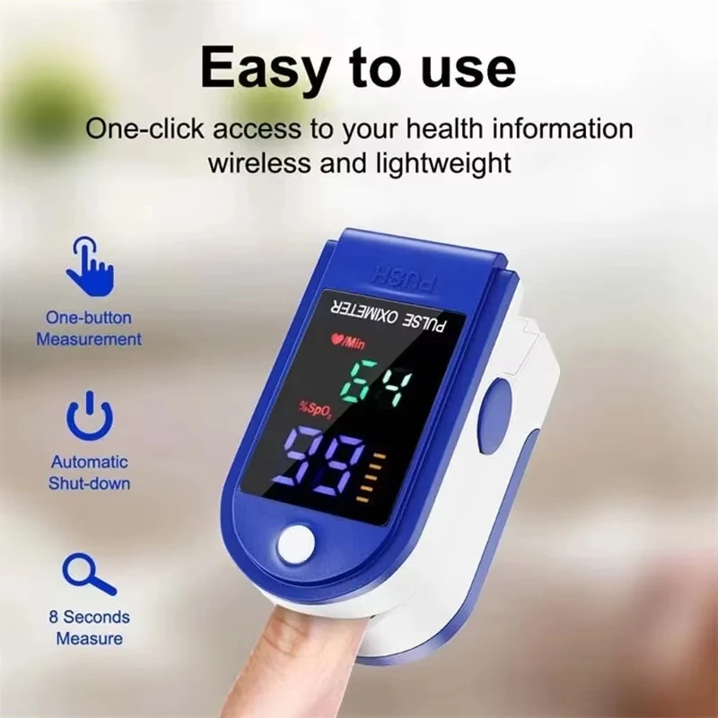 Fingertip Oximeter Blood Oxygen Saturation Monitor SpO2 With Pulse Rate Measurement Portable LED Display No Battery