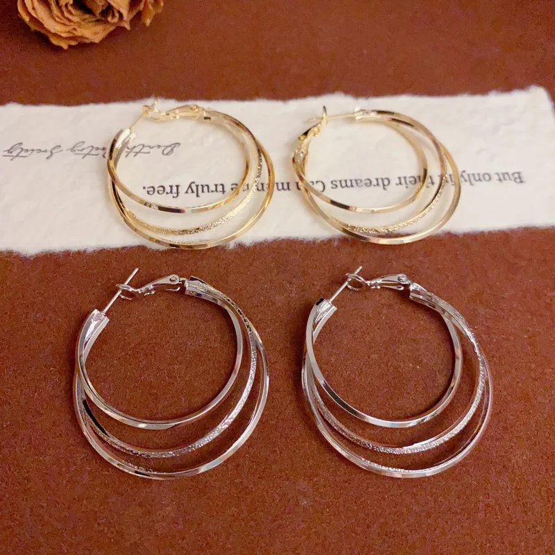 Personalized fashion exaggerated metal multi-layer large earrings simple cold wind earrings earrings