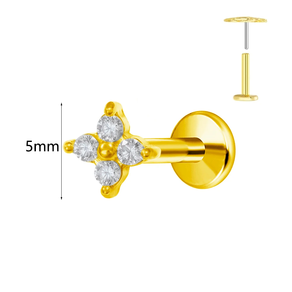 Women's Titanium Opal Moon Push In Branch Earring Stud