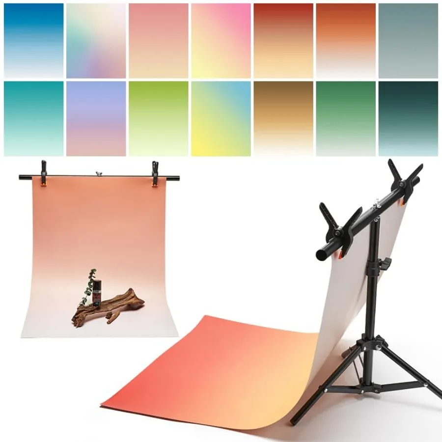 

7PCS 14Patterns Product Photography Backdrops with Stand: Flat Lay Seamless 34x23in Gradient Paper Props - Tabletop Photo Backd