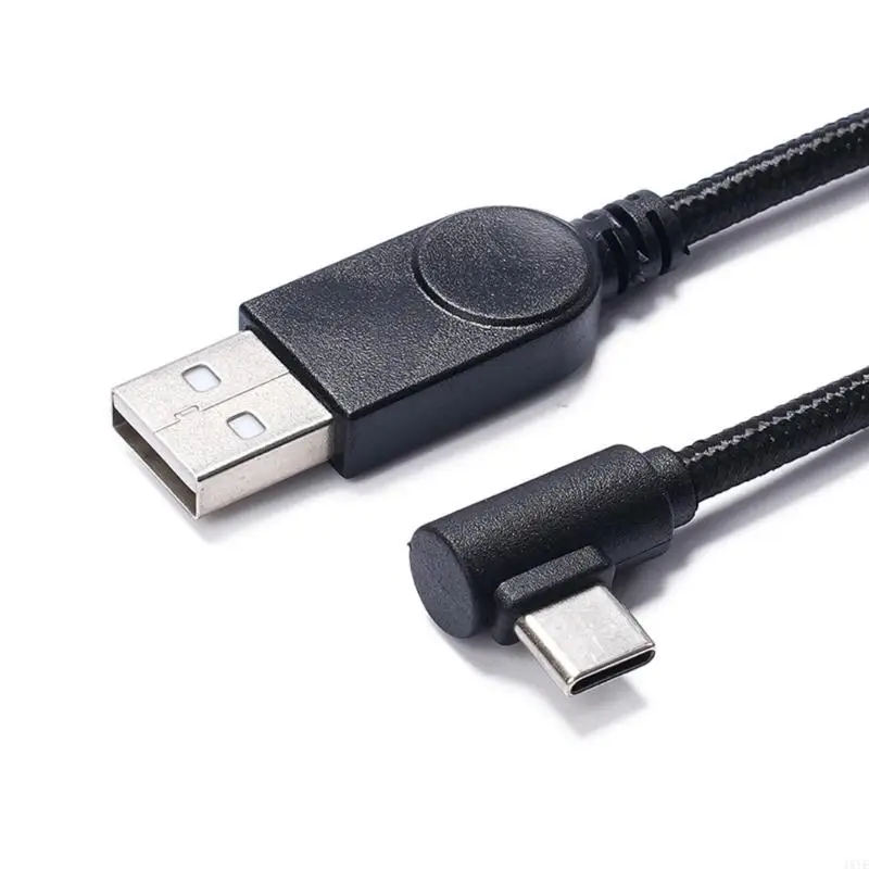 90 Degree L Shaped USB C To USB A Nylon Braided Charging Cable Fast 3A 480Mbps For Smartphones Tablets Gaming Devices