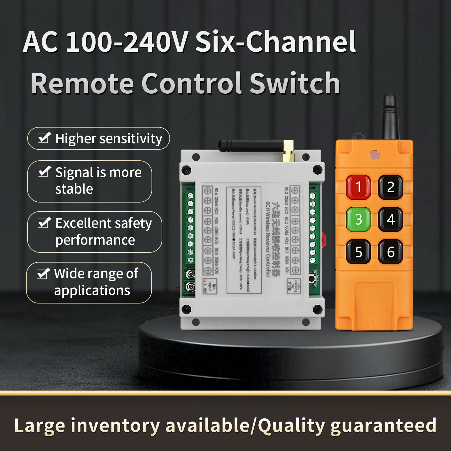 AC110V  220V  1 CH  RF Wireless Remote Control   Receiver   transmitter  Industrial agricultural power on and off 433.92 mhz