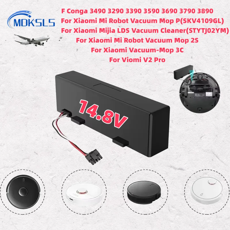 

Original 14.4V 12800mAh 9800mAh STYTJ02YM Battery Compatible with Xiaomi Mijia LDS, Mi Robot Vacuum-Mop P/2S