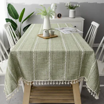 Boho Linen Rectangle Tablecloth 1