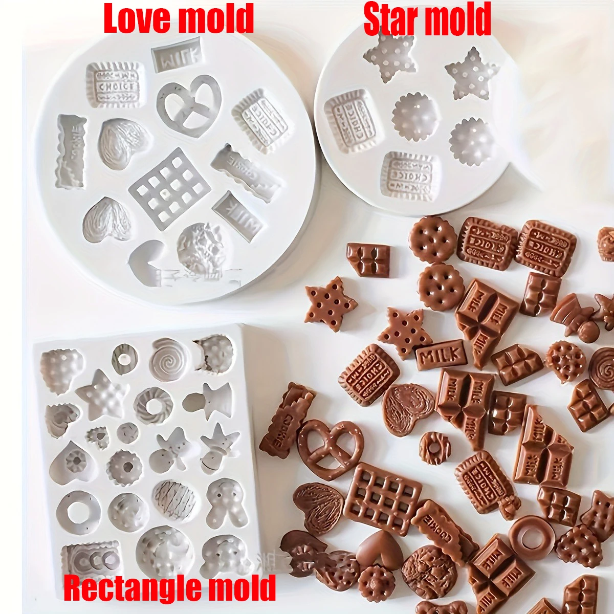 Silicone Chocolate Cookie Molds Mini DIY Jewelry Making Tools Realistic Cookie Pendants Scented Candle Making, Art Supplies