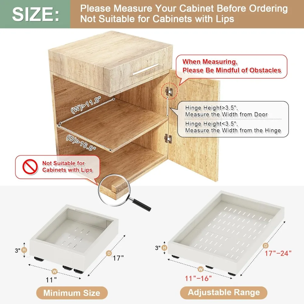 2Pc Pull out Cabinet Organizer,Width (11