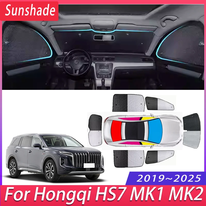 แผ่นกรองแสงติดรถยนต์สำหรับ HS7 Hongqi MK2 MK1 2019 ~ 2025 2021 2022ฉนวนกันความร้อนอุปกรณ์เสริมรถยนต์บังแดดกระจกบังแดด