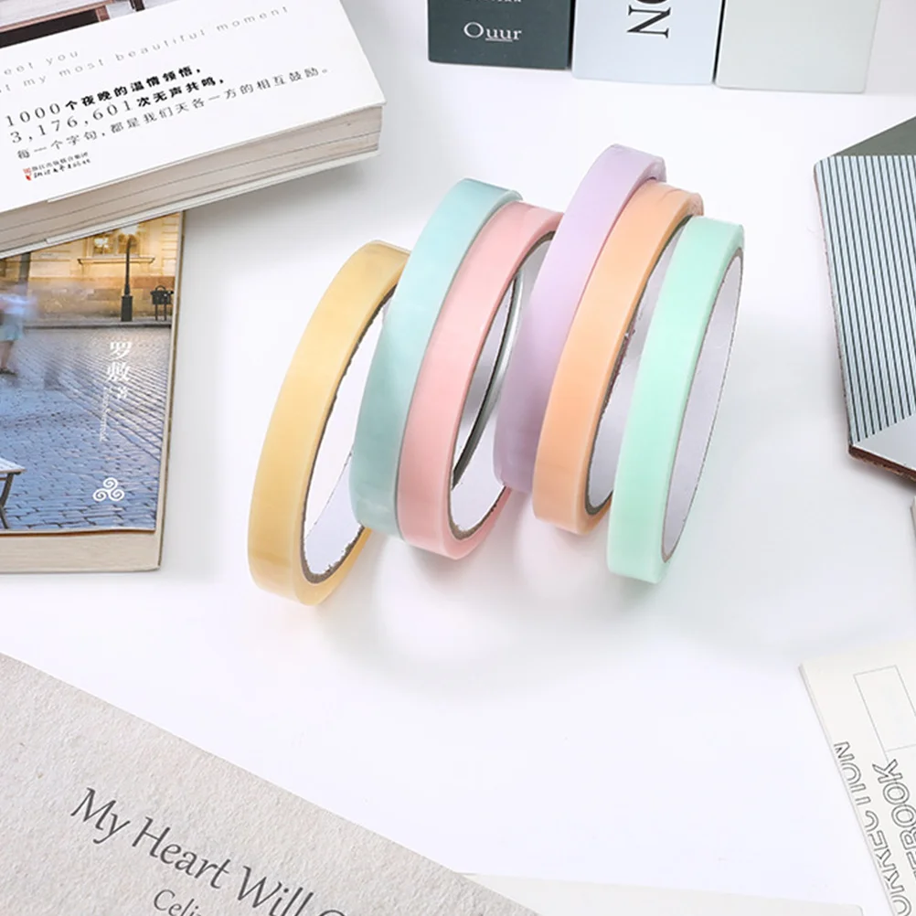 

6pcs Sticky Ball Tape Colorful Smooth Diy Decompression For Adults Students Reusable Adhesive Rolling Tape Craft Stress Relief