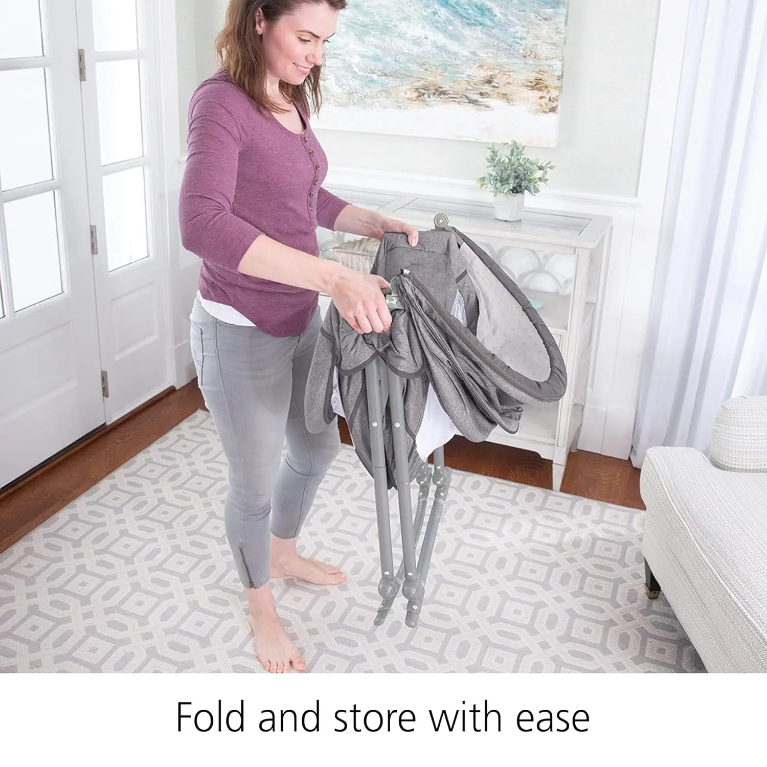 Portable Rocking Bassinet for Baby Sleep, Travel-Friendly with Sunshade Canopy
