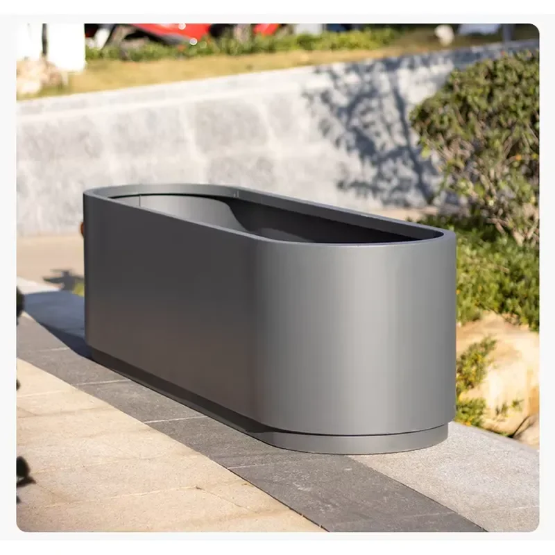 Customizable Round Metal Flower Pot with Bottom Drain Hole for Indoor Outdoor Garden Planting Decor Modern Style Durable