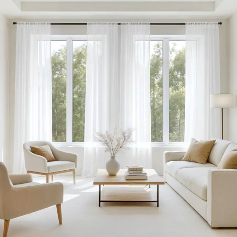 White Sheer Curtains 84 Inches Long, 4 Panels Set, Light Filtering Rod Pocket Voile Drapes for Living Room and Bedroom, Airy So