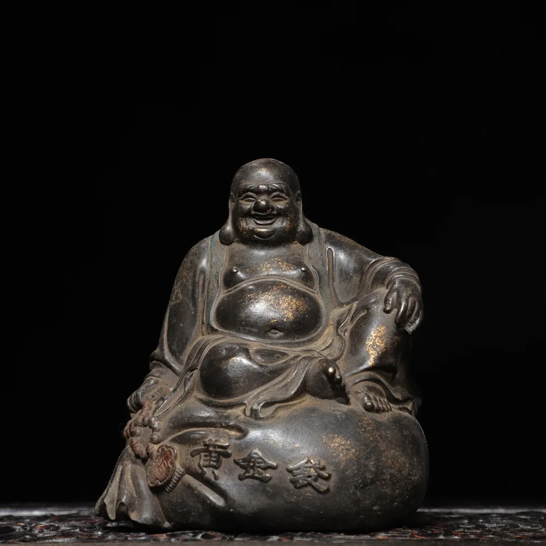 Old copper Qing Dyansty copper smily Buddha Statue, Free shipping