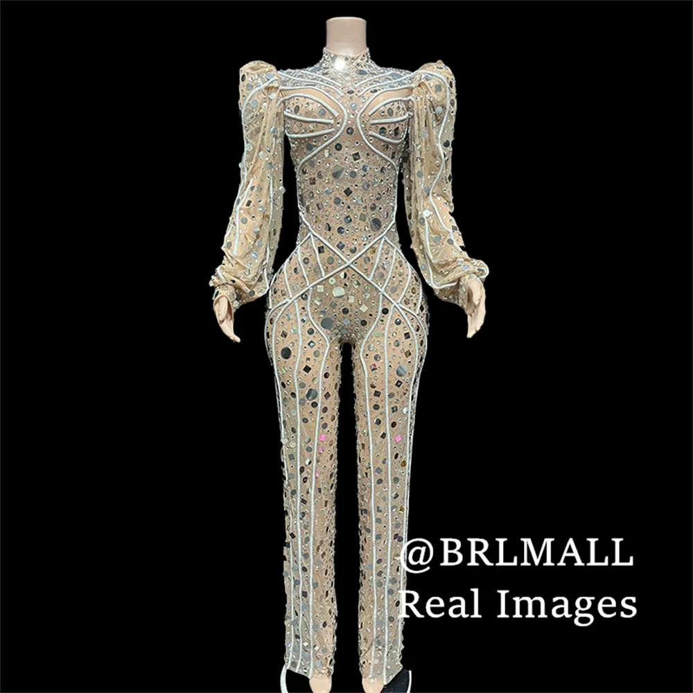 Sexy Illusions-Partykleider für Damen, Stehkragen, lange Ärmel, Pailletten-Abendkleider, Overall, echte Bilder, Damen-Abschlussballkleider