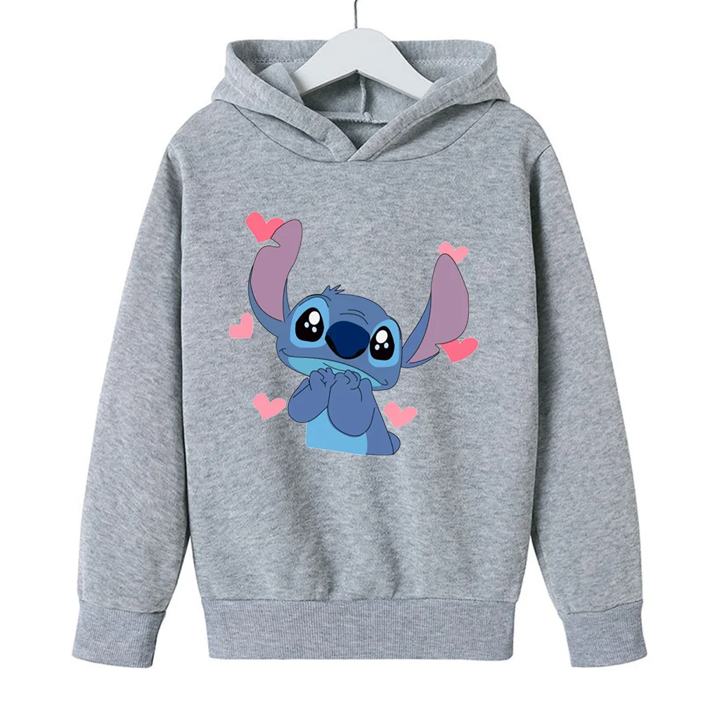 

2024 Fashion Children Hoodies Stitch Letter Kawaii Pullover Sweatshirt Anime Manga Cartoons Girls Boy Kids Casual Clothes wy036