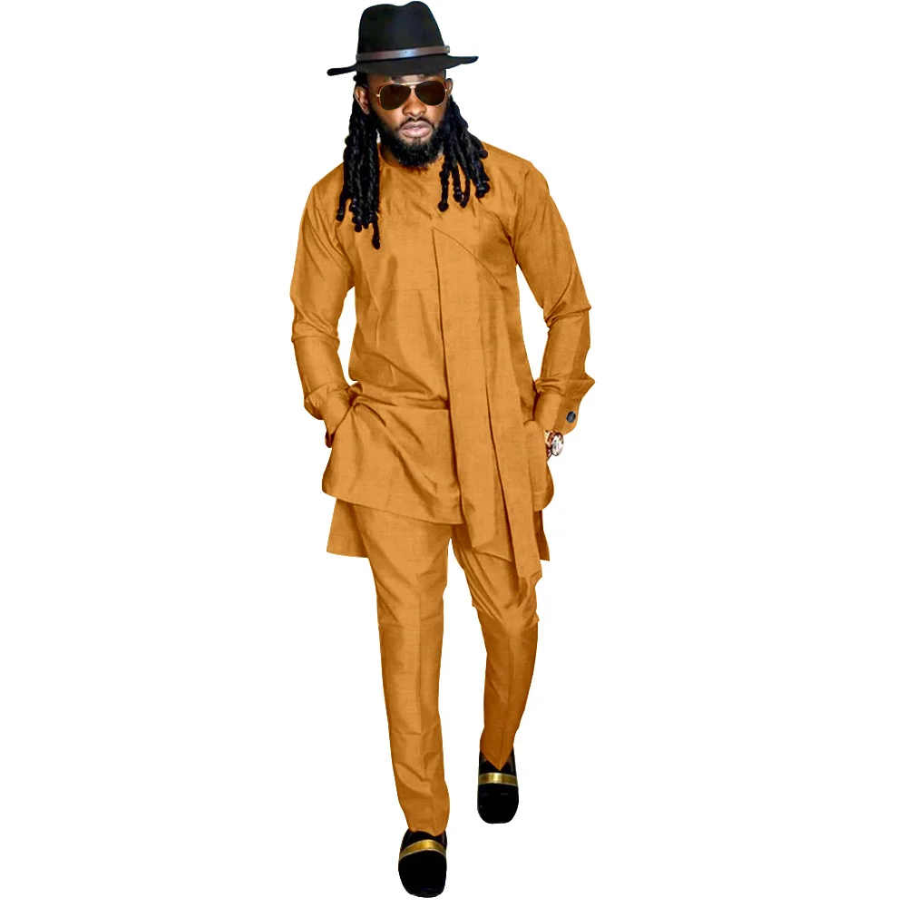 African Men's Fashion Clothes Dashiki Long Sleeve Coats and Pant Two Piece Suit Tribal Tracksuit v2116067